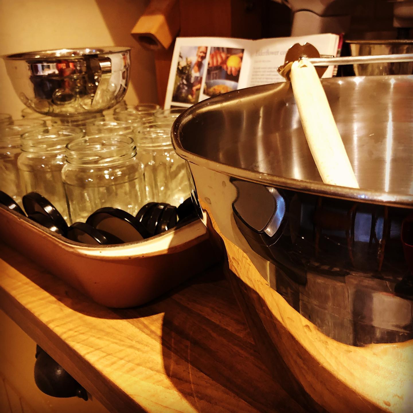 Our first guests to join us on the ‘Living the Good Life: A Working Weekend at The Lint Mill’ course (link in bio) have elected to try preserve making. Gooseberries are ripening and preparations are being made. #gooseberryjam #thegoodlife #workingweekend #practicallearning @sawdaystravel
